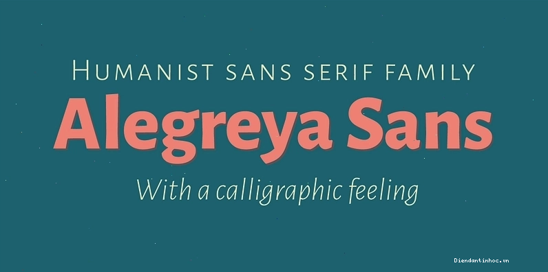 Các biến thể của font Alegreya Sans với độ đậm nhạt khác nhau