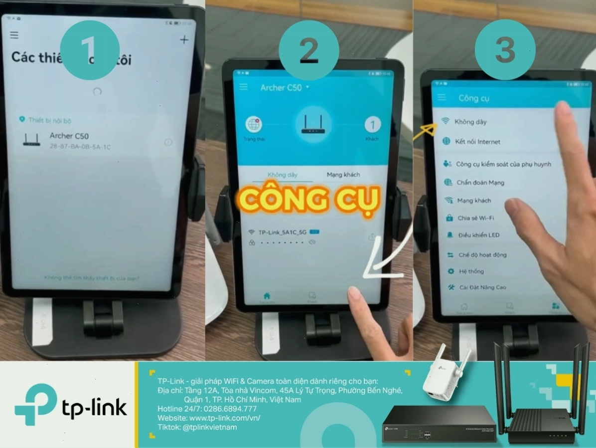 Các bước truy cập vào mạng Wi-Fi đã được kết nối để đổi mật khẩu Wi-Fi TP-Link bằng điện thoại cực dễ dàng