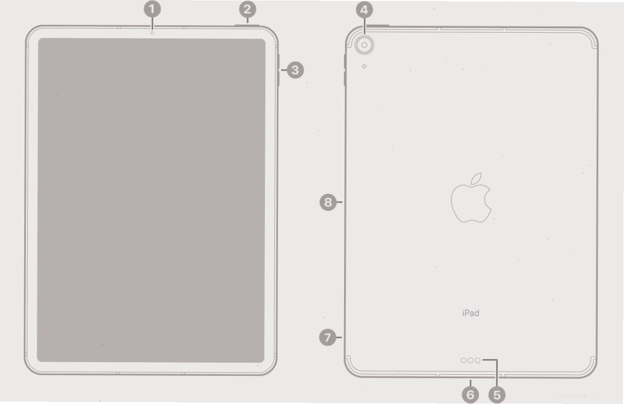 Các cổng kết nối và nút bấm trên iPad Air 5