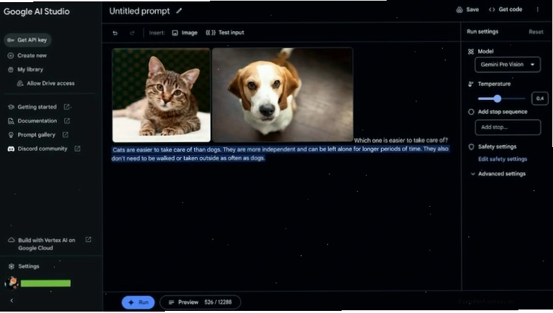 Các loại prompt hỗ trợ trên Google AI Studio