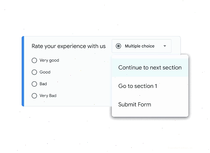 Các tùy chọn điều hướng trong Google Forms