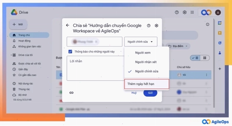 Cách đặt ngày hết hạn cho các tệp tin, thư mục được chia sẻ trên Google Drive
