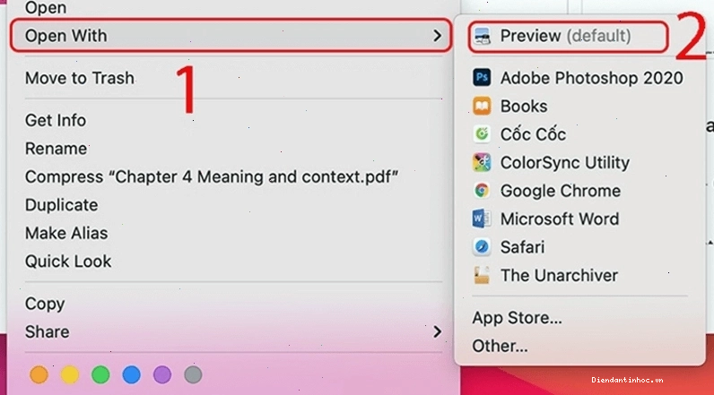 Cách ghép file pdf bằng tính năng Preview bước 1: Chọn tệp