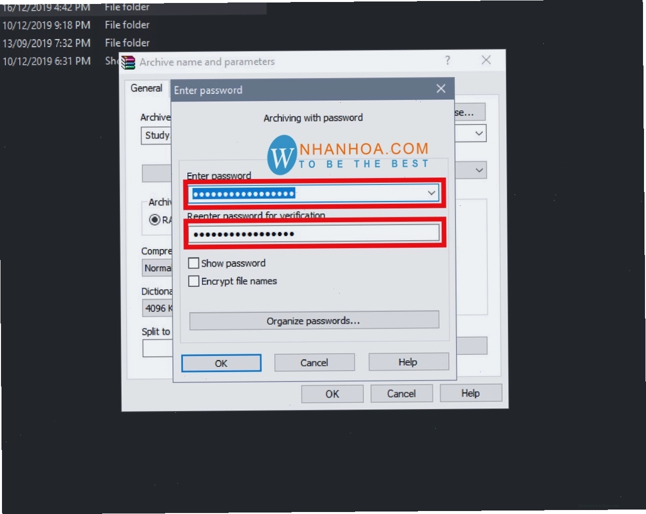 Cài đặt các tham số giải nén file rar