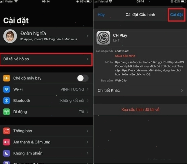 Cài đặt file cấu hình CH Play cho điện thoại Android