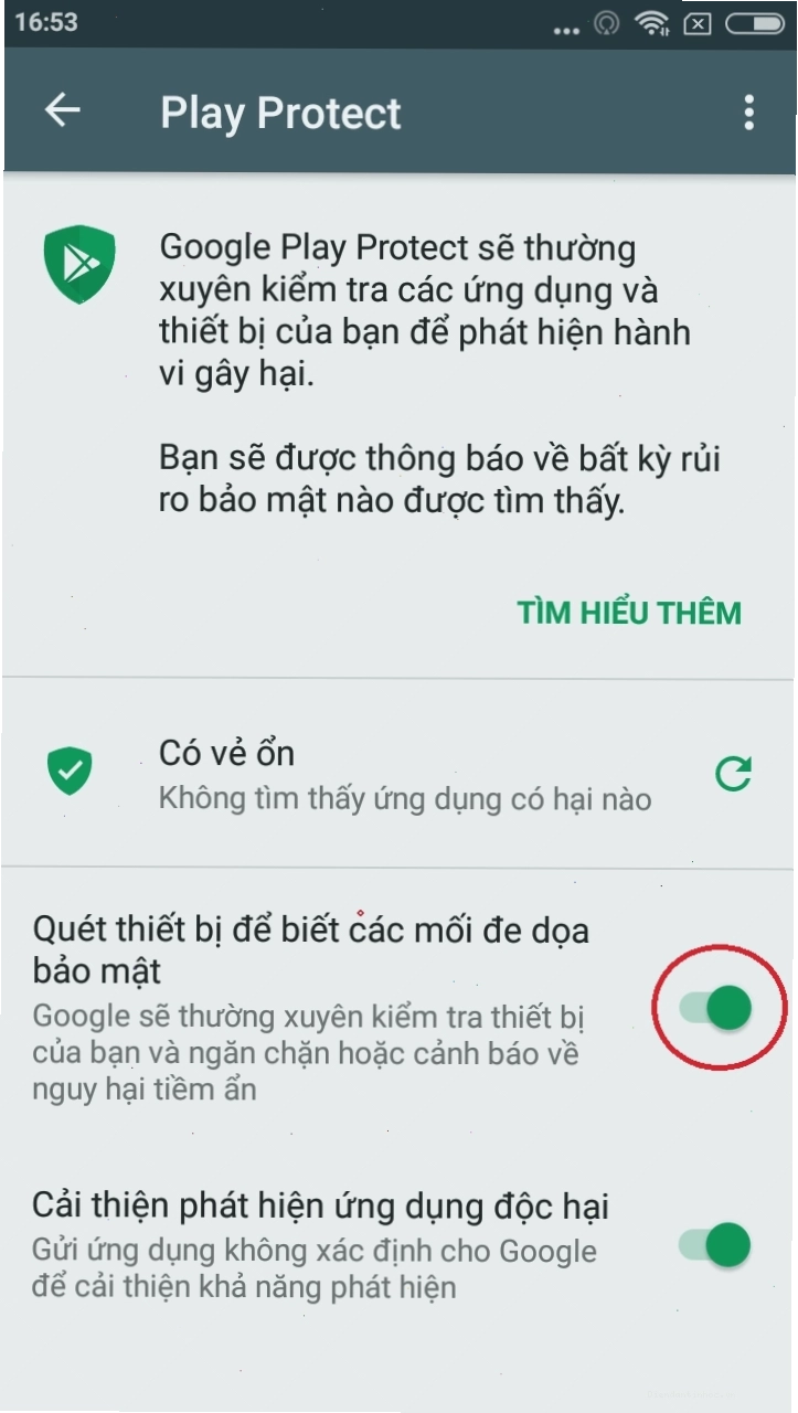 Cài đặt Play Protect trên thiết bị