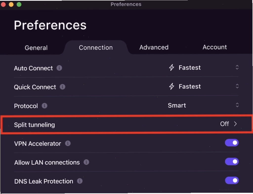 Cài đặt Split tunneling trên macOS