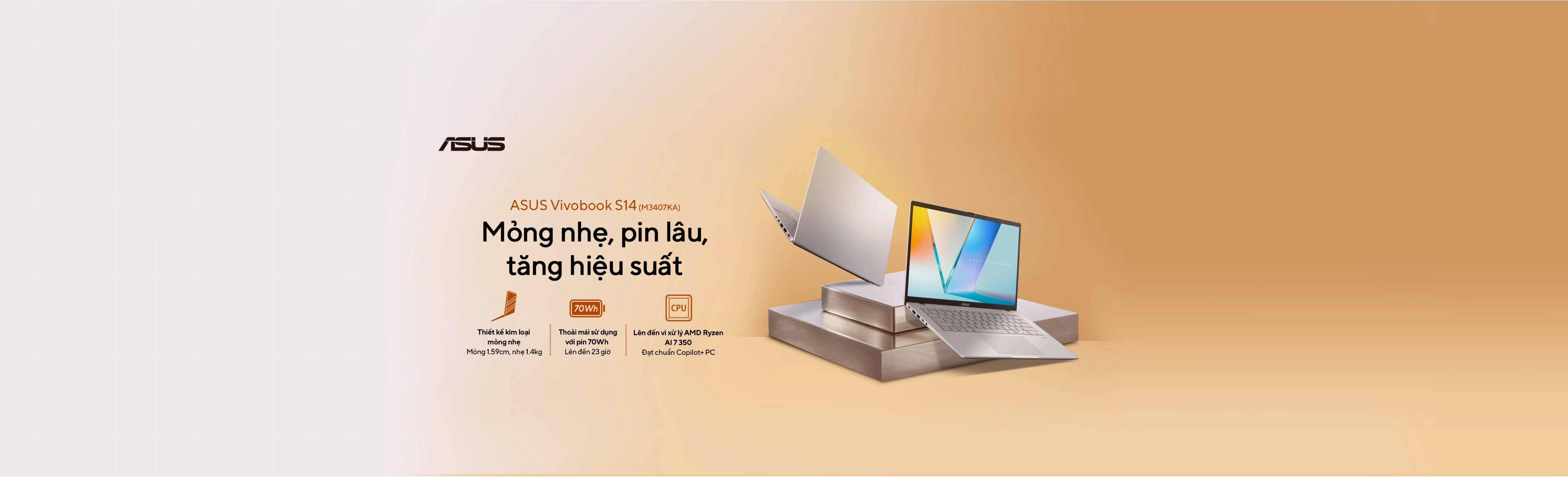Cận cảnh bàn phím và touchpad của laptop Asus Vivobook