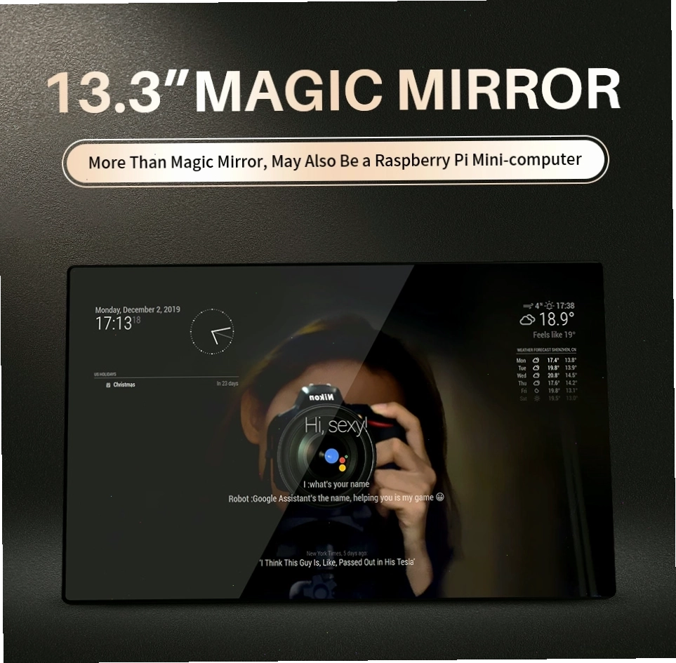 Cận cảnh cấu tạo của một chiếc Magic Mirror với màn hình Raspberry Pi