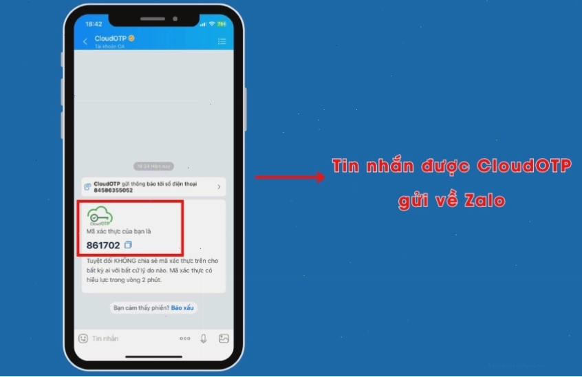 Cảnh báo khi nhận mã OTP qua Zalo