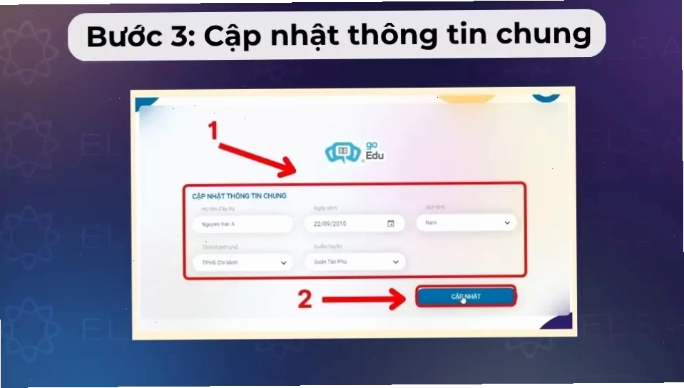 Cập nhật thông tin bổ sung cho tài khoản IOE