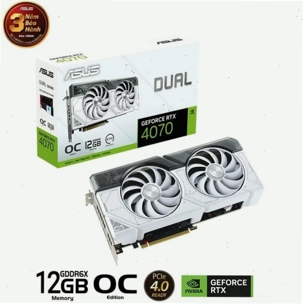 Card màn hình ASUS Dual GeForce RTX 4070 White OC Edition 12GB
