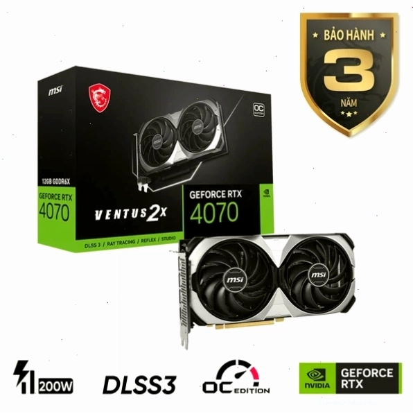 Card màn hình MSI GeForce RTX 4070 VENTUS 2X 12GB OC thiết kế gọn gàng