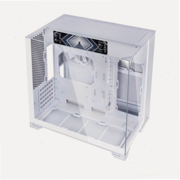 Case máy tính Lian Li O11D Vision-M Digital White với màn hình LCD tích hợp