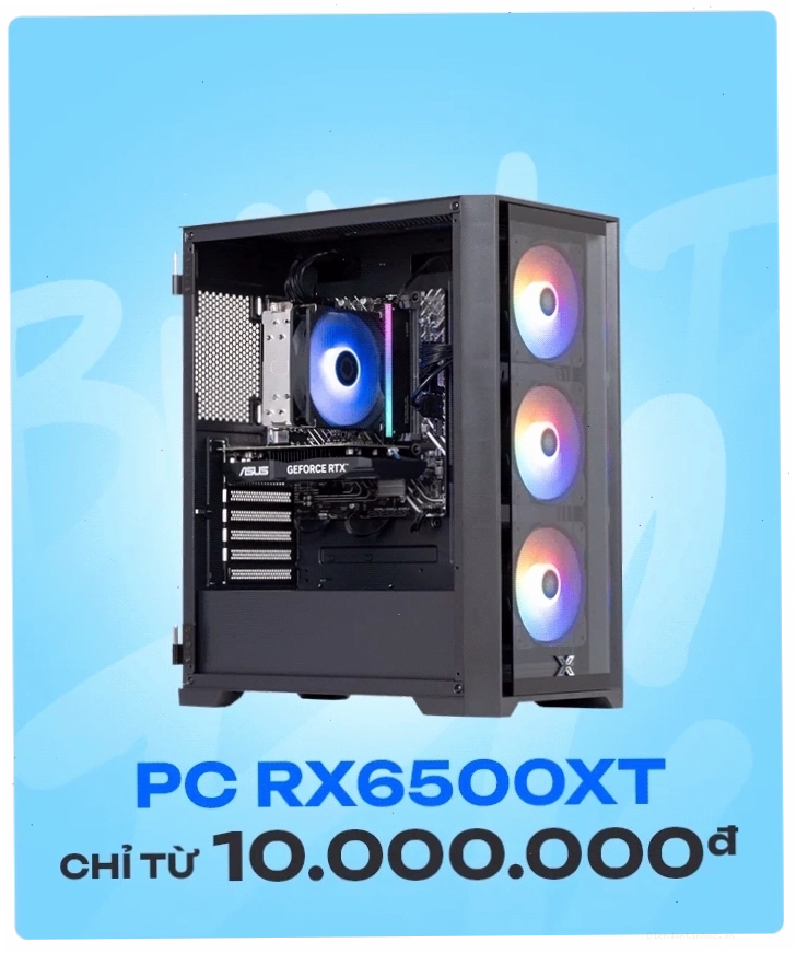 Cấu hình PC gaming với card đồ họa AMD Radeon RX 6500 XT