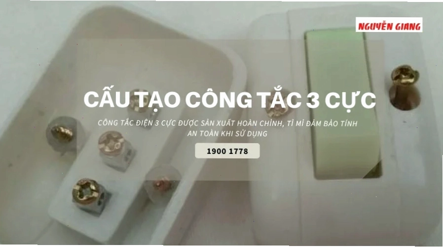 Cấu tạo chi tiết của công tắc 3 cực gồm 3 chân tiếp điện