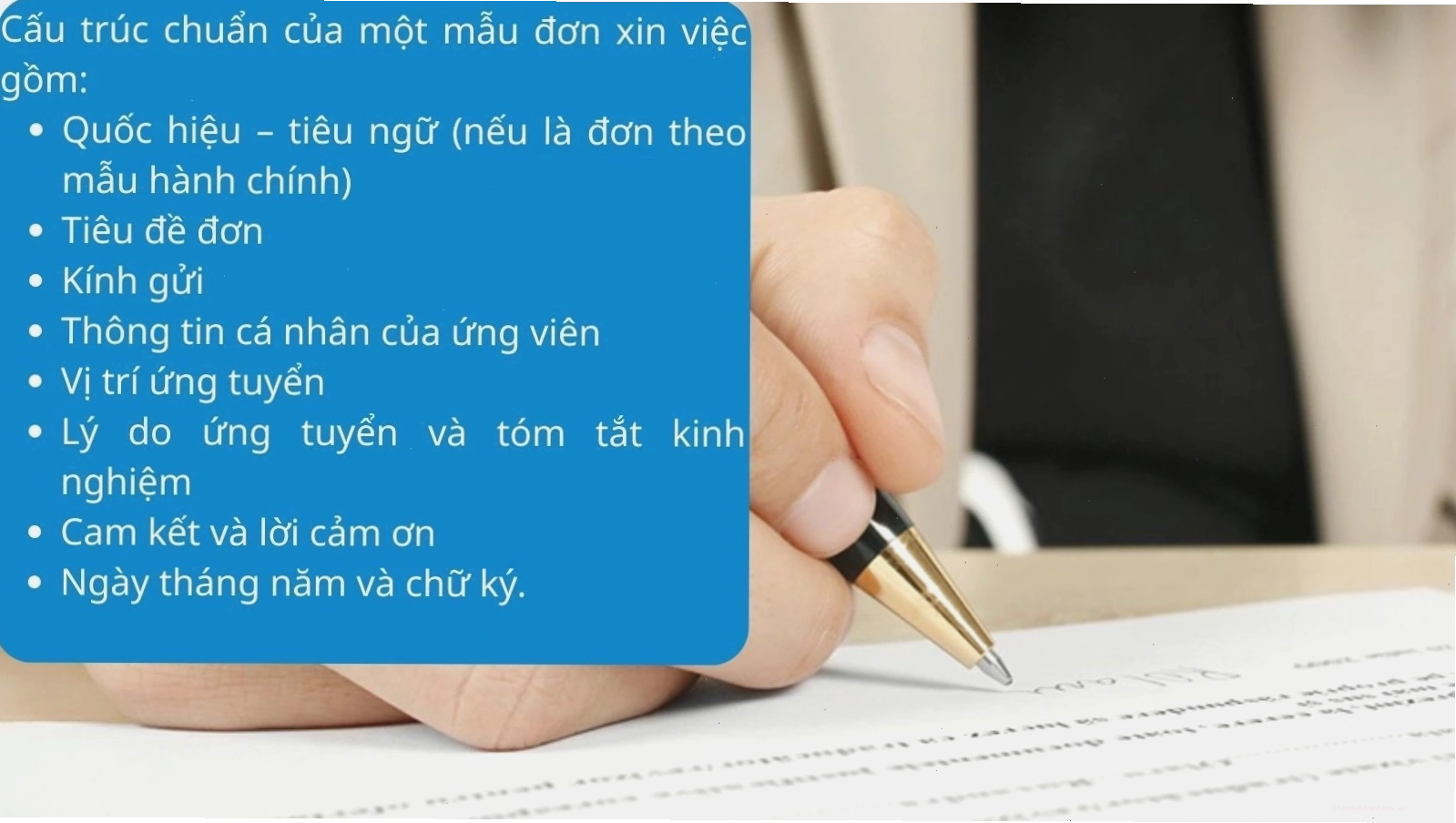 Cấu trúc chuẩn của một mẫu đơn xin việc