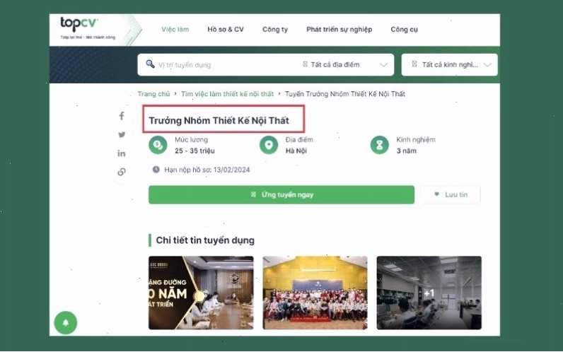 Cấu trúc chức danh tuyển dụng thường bao gồm vị trí và ngành nghề cần tuyển