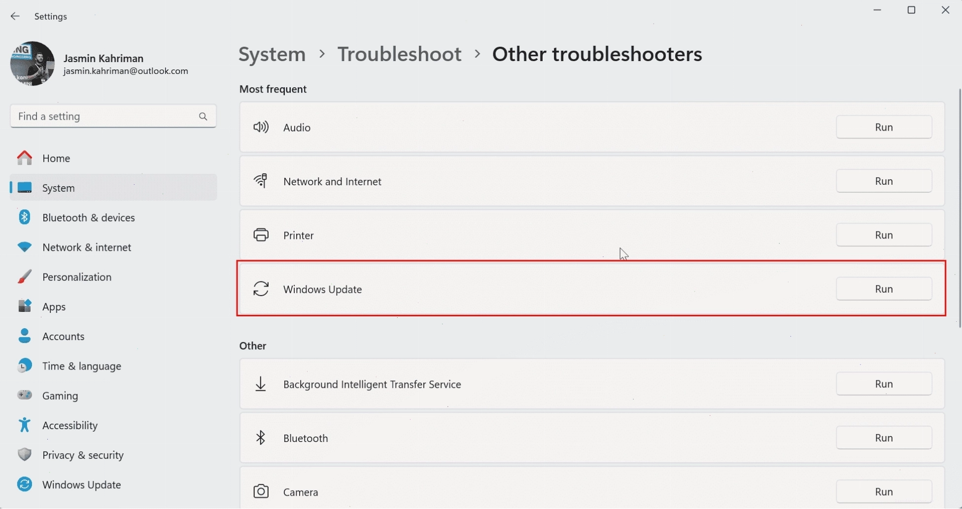 Chạy trình khắc phục sự cố Windows Update trên Windows 11