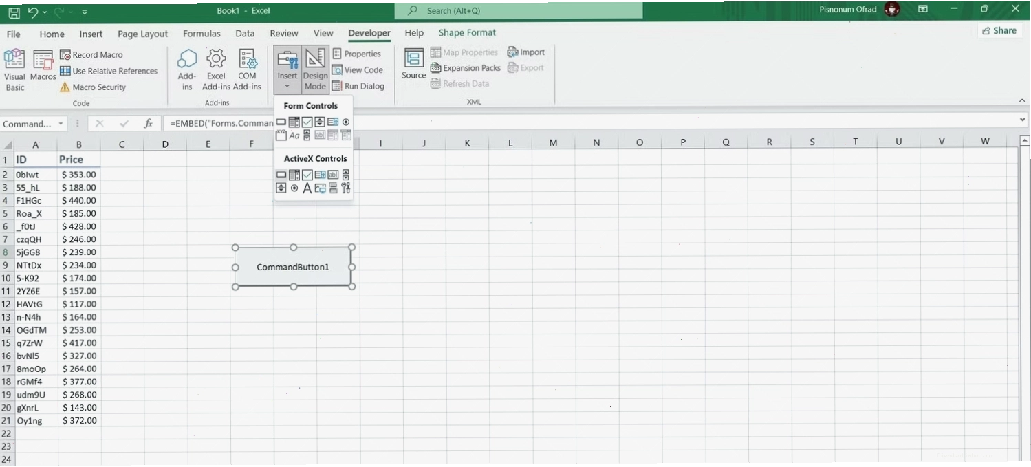 Chèn một nút điều khiển vào bảng tính Excel để thực thi macro VBA