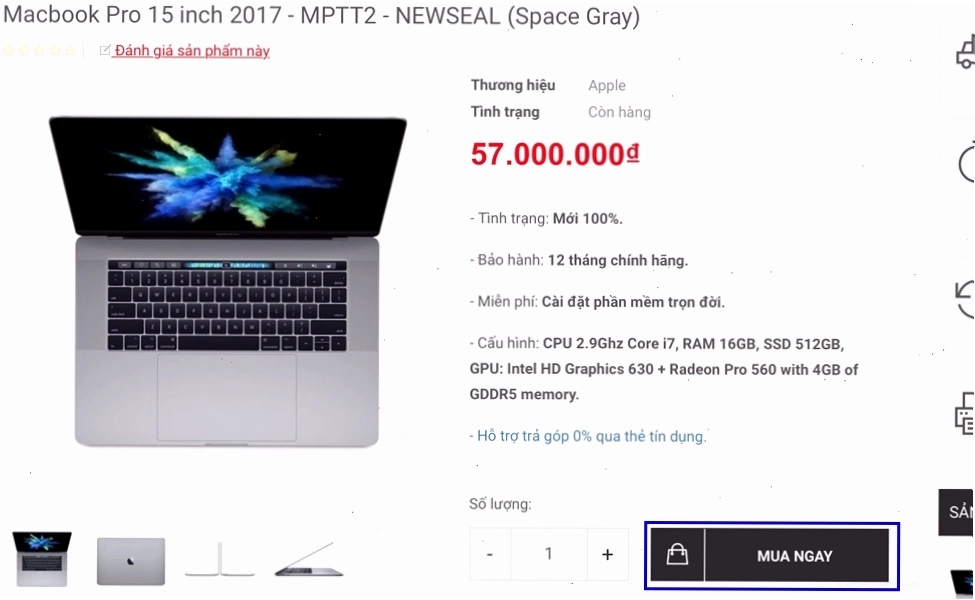 Chi tiết cạnh bên MacBook Air 2019 với cổng Thunderbolt 3