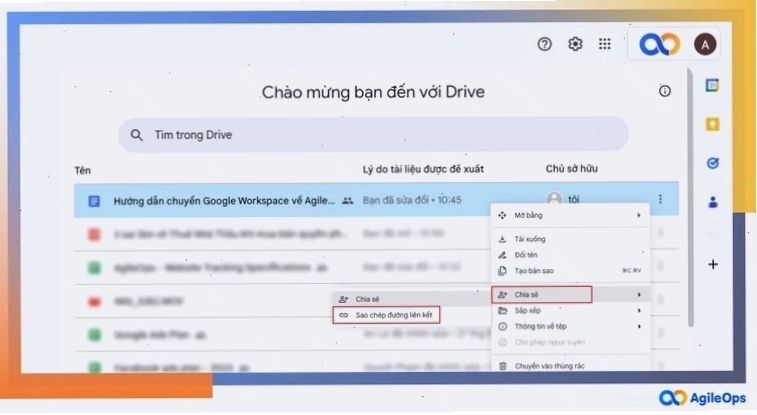 Chia sẻ tệp qua liên kết trên Google Drive
