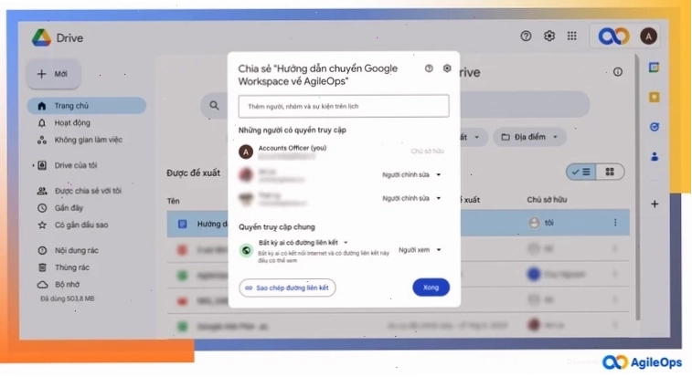 Chia sẻ tệp với người cụ thể trên Google Drive