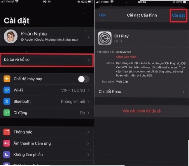 Cho phép cài đặt ứng dụng từ nguồn không xác định