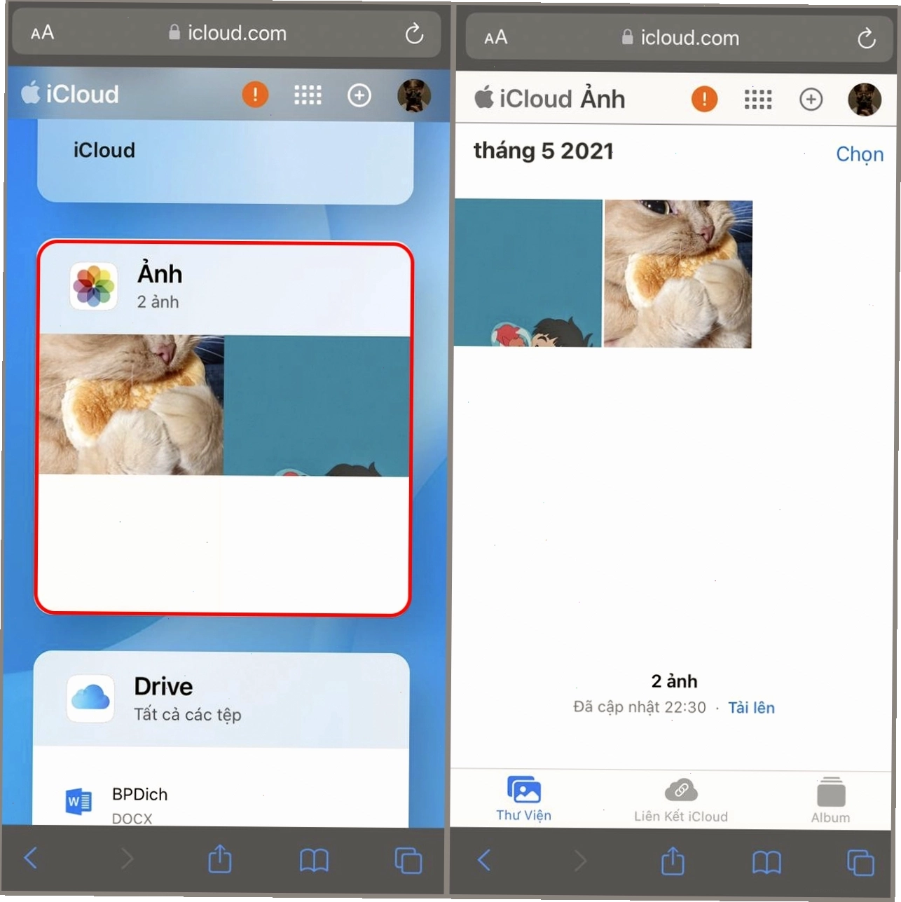 Chọn ảnh muốn xóa trên iCloud