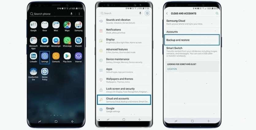 Chọn "Backup and restore" trong Samsung Cloud