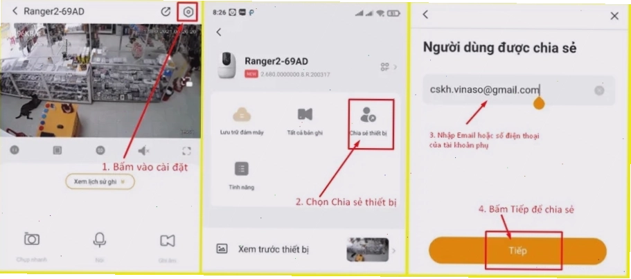 Chọn camera Imou bạn muốn chia sẻ trong danh sách thiết bị