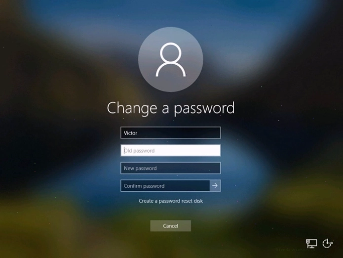 Chọn Change trong mục Password