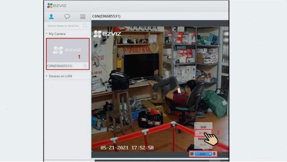 Chọn chế độ xem chất lượng video camera