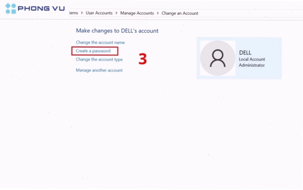 Chọn Create a password để thêm mật khẩu