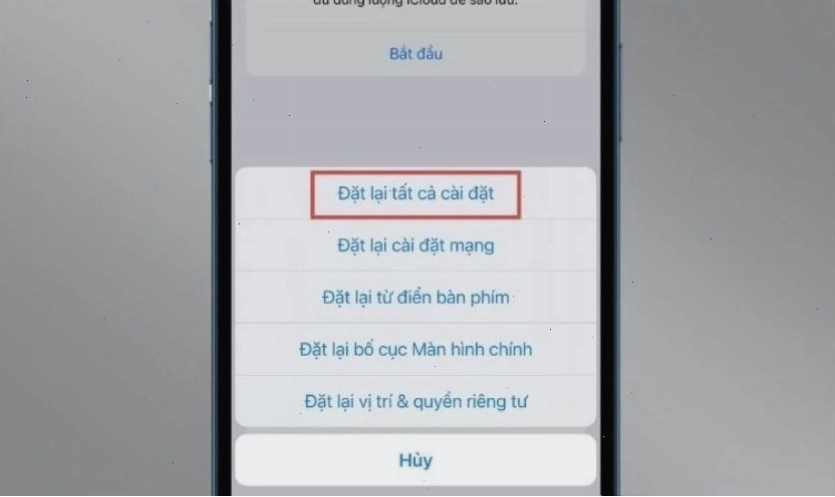 Chọn Đặt lại tất cả cài đặt