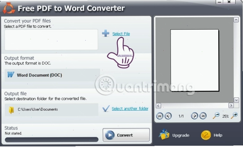 Chọn file PDF muốn chuyển sang Word trên giao diện công cụ trực tuyến