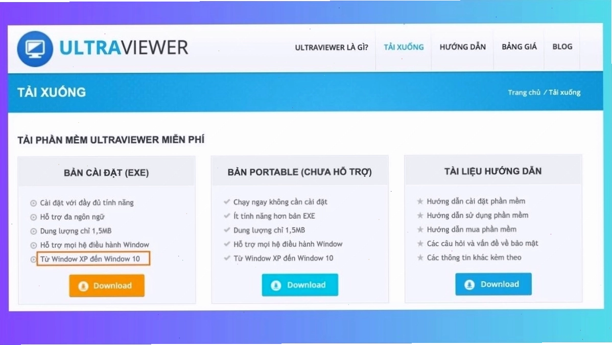 Chọn hệ điều hành phù hợp để tải Ultra Viewer