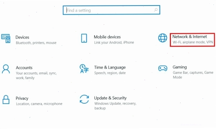 Chọn mở Network & Internet để quản lý kết nối mạng