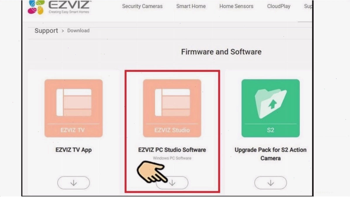 Chọn mục Ezviz PC Studio Software để tải về trên máy tính
