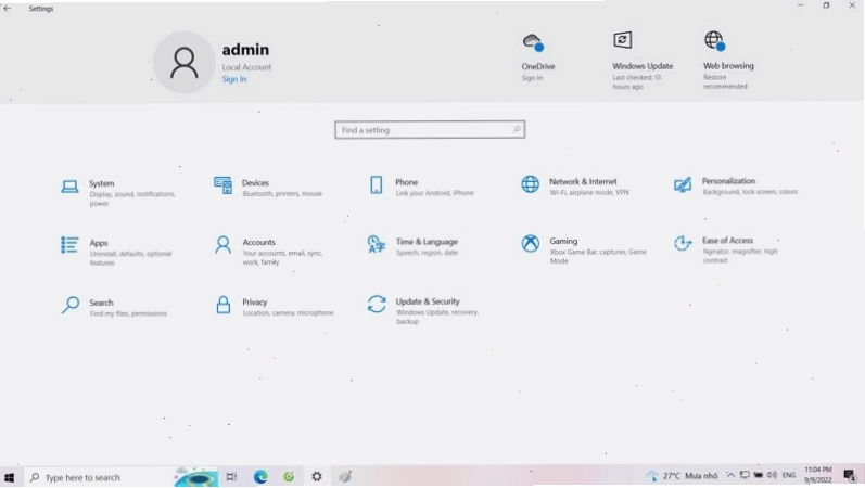 Chọn Sign-in options trong Account Settings