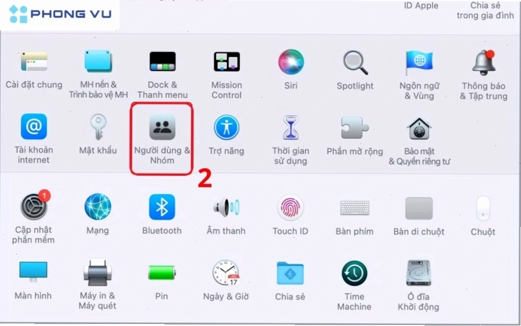 Chọn Users & Groups (Người dùng & Nhóm)