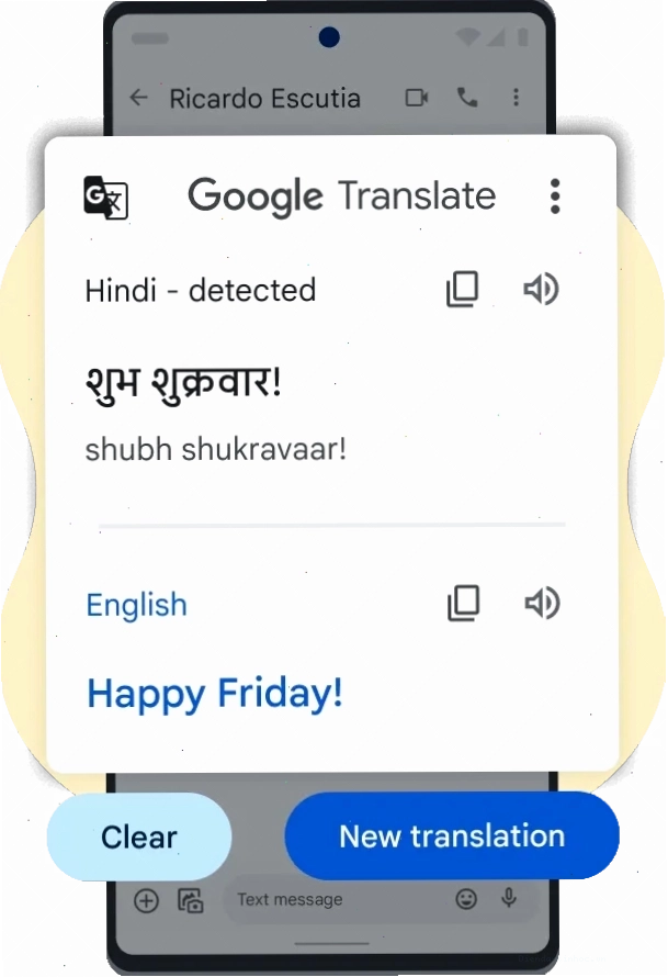 Chức năng Nhấn để dịch của Google Dịch trên điện thoại Pixel