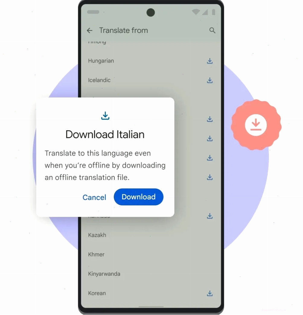 Chức năng Tải xuống ngoại tuyến của Google Dịch trên điện thoại Pixel