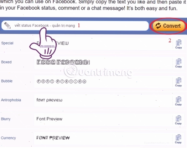 Công cụ tạo chữ độc đáo trên Facebook của Quantrimang