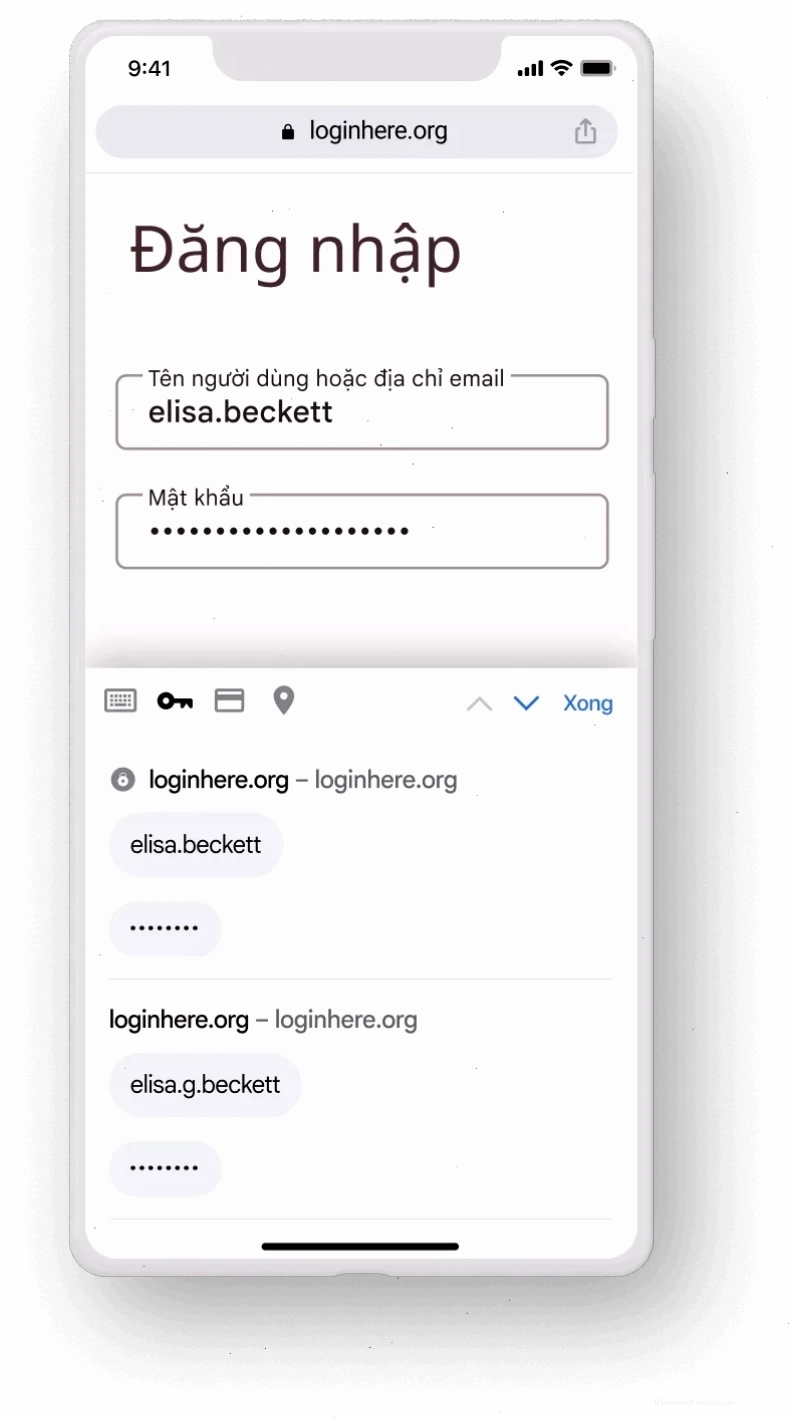 Đăng nhập trang web iOS qua Chrome
