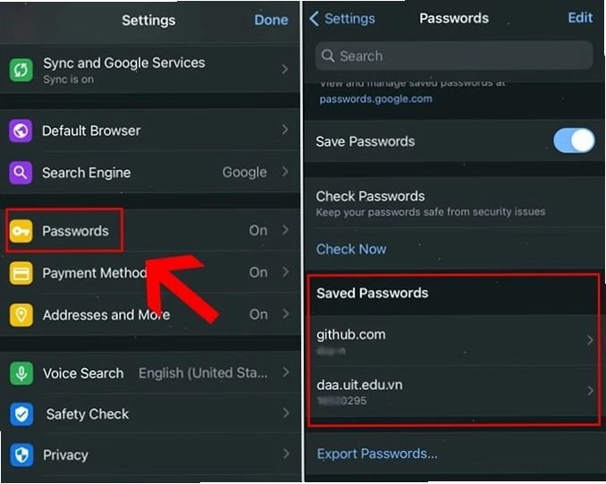 Danh sách mật khẩu đã lưu trên Google Chrome