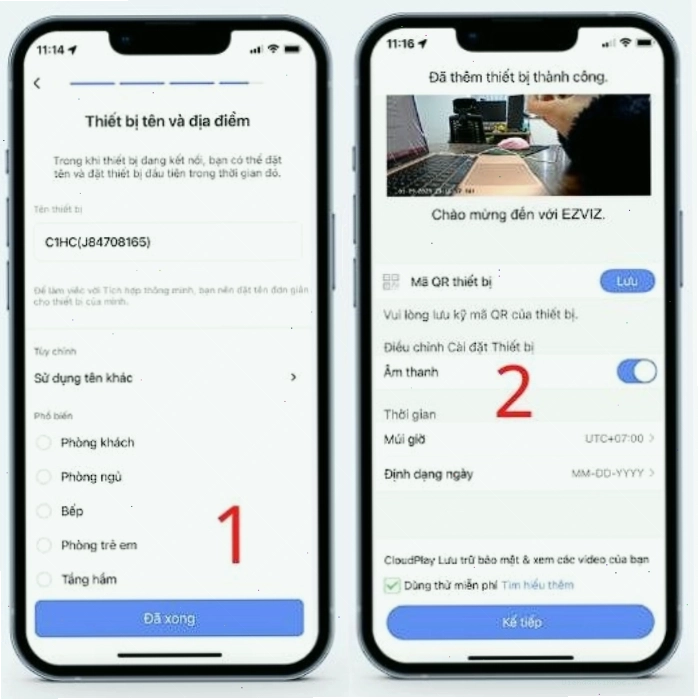 Đặt tên, chọn vị trí và cấu hình múi giờ cho camera EZVIZ