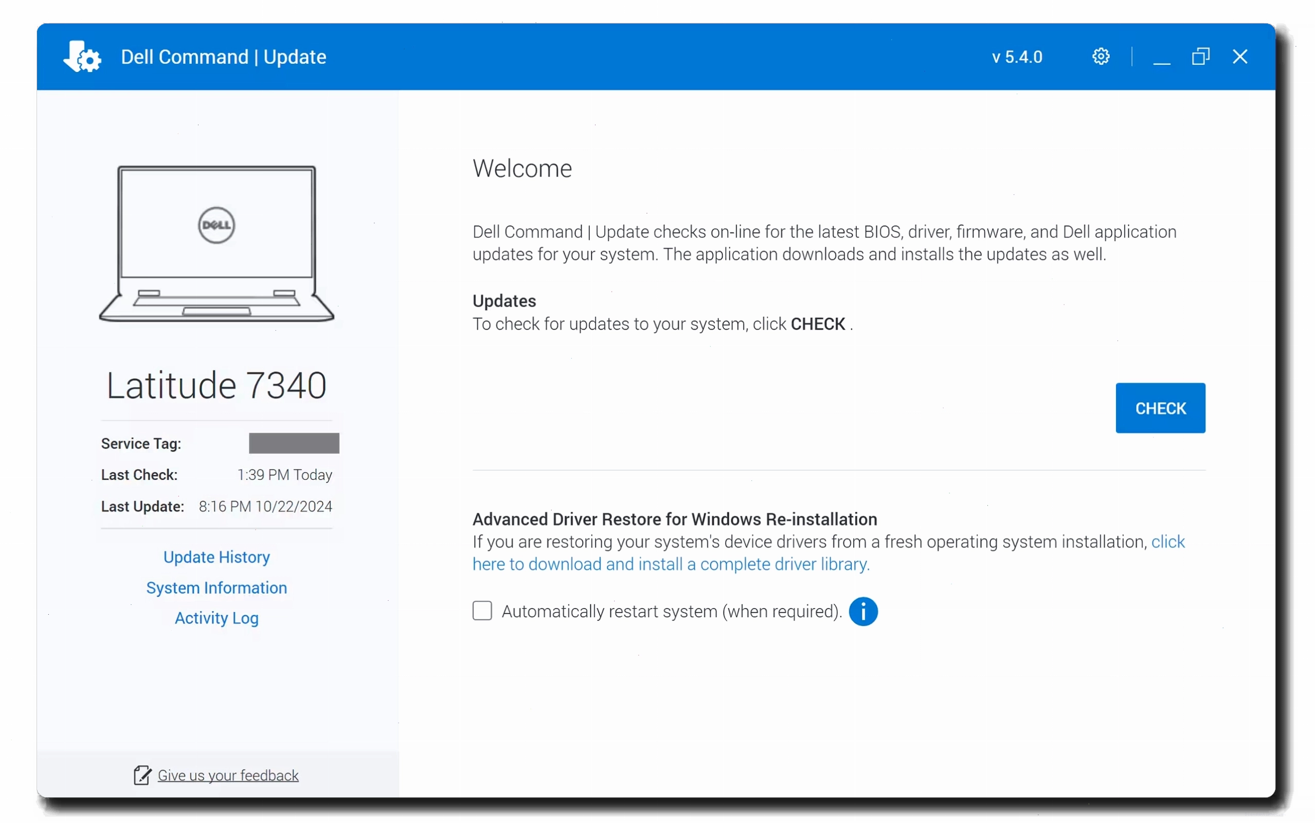 Dell BIOS firmware update utility screen