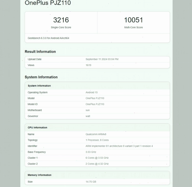 Điểm hiệu năng của OnePlus 13 với Snapdragon 8 Elite