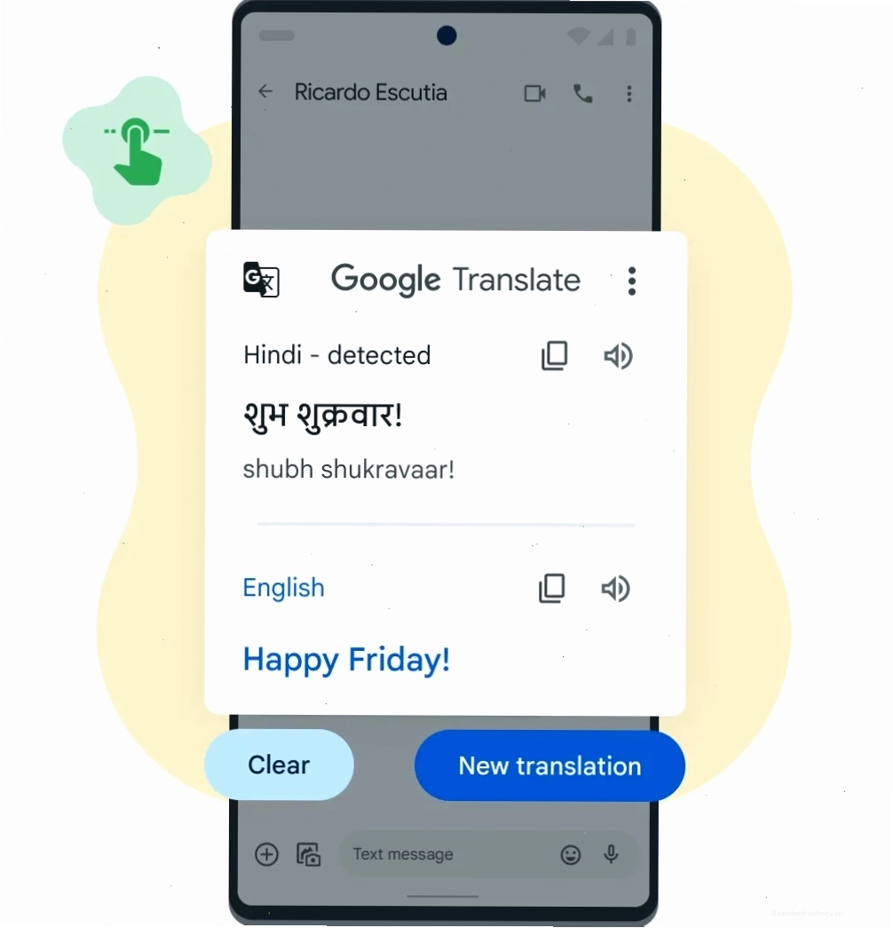 Điện thoại Pixel hiển thị chức năng Nhấn để dịch của Google Dịch